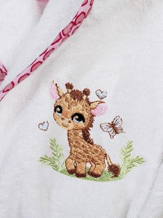 Dimcol Kids Bathrobe Giraffe White with Hood