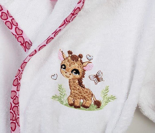 Dimcol Kinderbademantel Giraffe Weiß mit Kapuze