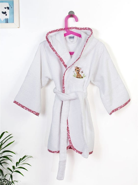 Dimcol Kids Bathrobe Giraffe White with Hood