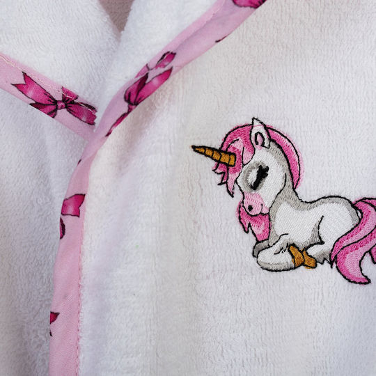 Dimcol Παιδικό Μπουρνούζι Unicorn Λευκό με Κουκούλα
