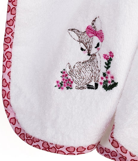 Dimcol Baby-Badetuch mit Kapuze Giraffe Weiß-Pink 75x85cm