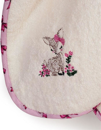 Dimcol Baby-Badetuch mit Kapuze Deer Ecru-Rosa 75x85cm