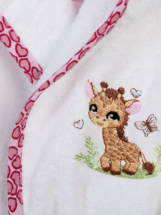 Dimcol Kids Bathrobe Giraffe White with Hood