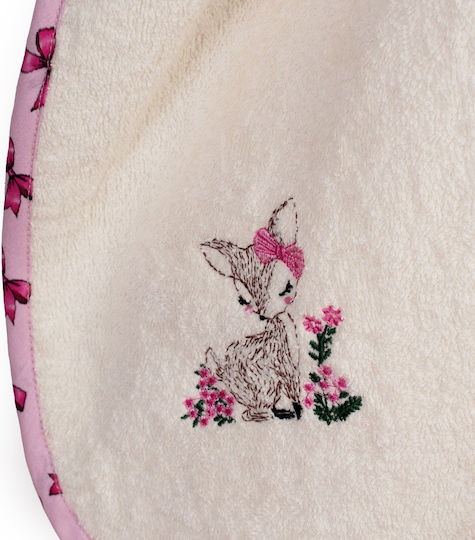 Dimcol Baby-Badetuch mit Kapuze Deer Ecru-Rosa 75x85cm