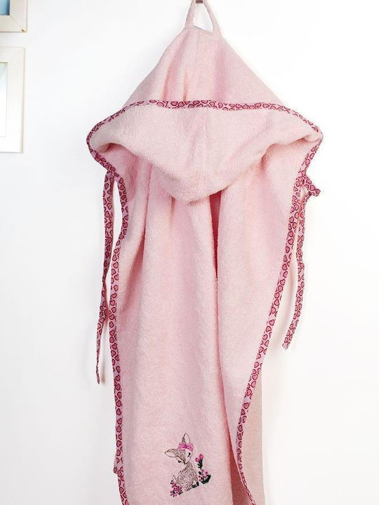 Dimcol Baby-Badetuch Mit Kapuze Deer Rosa 75x85cm