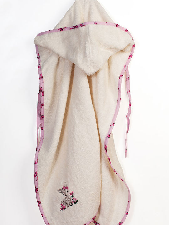 Dimcol Baby Hooded Towel Deer Ecru-Pink 75x85cm