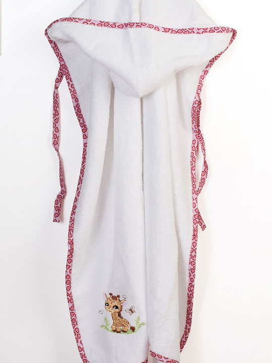 Dimcol Βρεφική Κάπα-Μπουρνούζι με Κουκούλα Giraffe White-pink 75x85εκ.
