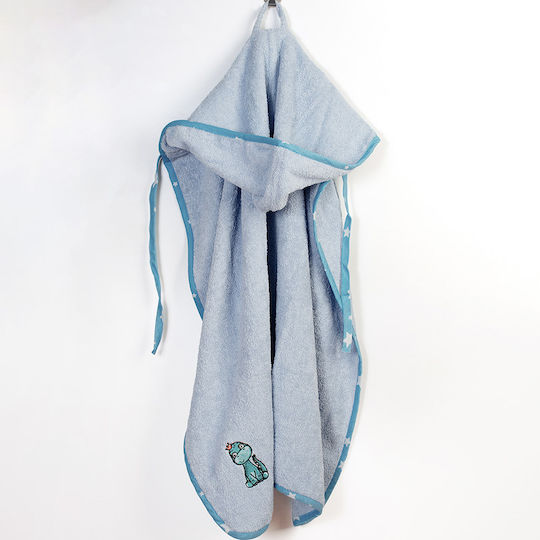Dimcol Baby-Badetuch mit Kapuze Dinosaur Himmelblau 75x85cm