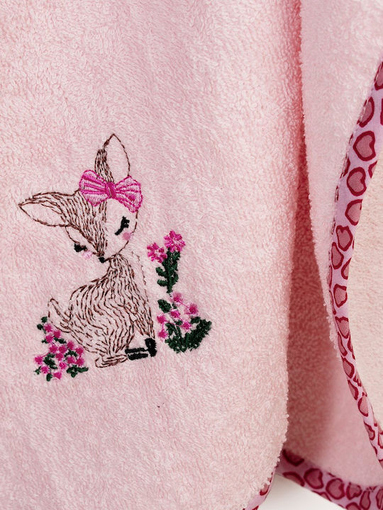 Dimcol Baby-Badetuch Mit Kapuze Deer Rosa 75x85cm