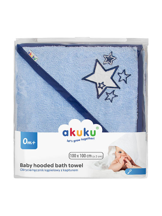 Akuku Baby Hooded Towel Bathrobe Blue 100x100cm