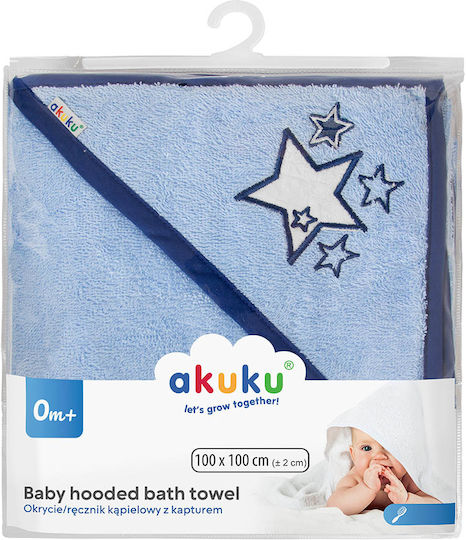 Akuku Baby Hooded Towel Bathrobe Blue 100x100cm