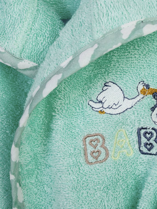Dimcol Kids Bathrobe Stork Green Hooded