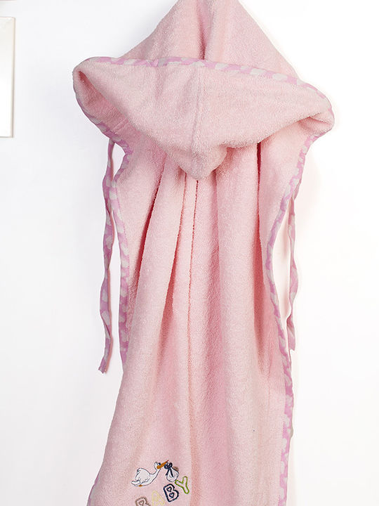 Dimcol Βρεφική Κάπα-Μπουρνούζι με Κουκούλα Stork Pink 75x85εκ.