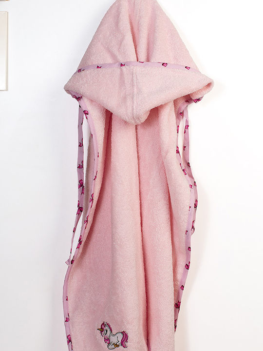 Dimcol Baby Bath Towel Hooded Unicorn Pink 75x85cm