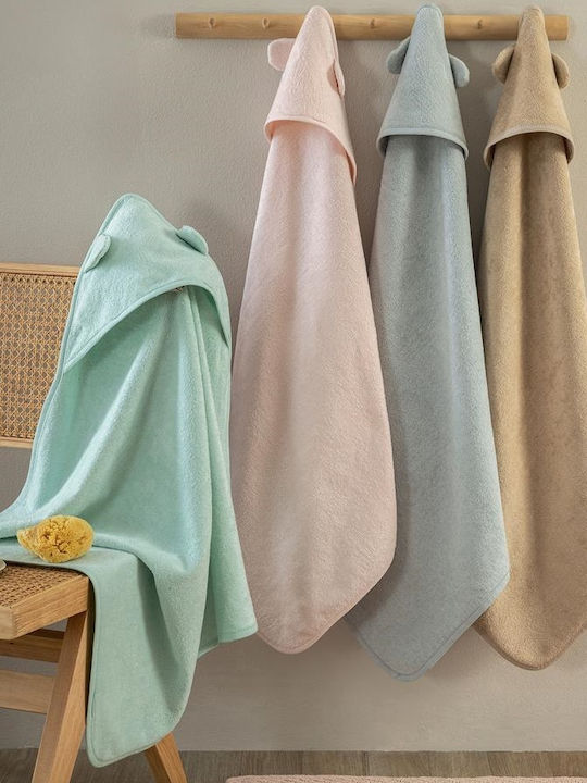 Palamaiki Baby Bath Towel Bathrobe Hooded Robin Beige 75x75cm