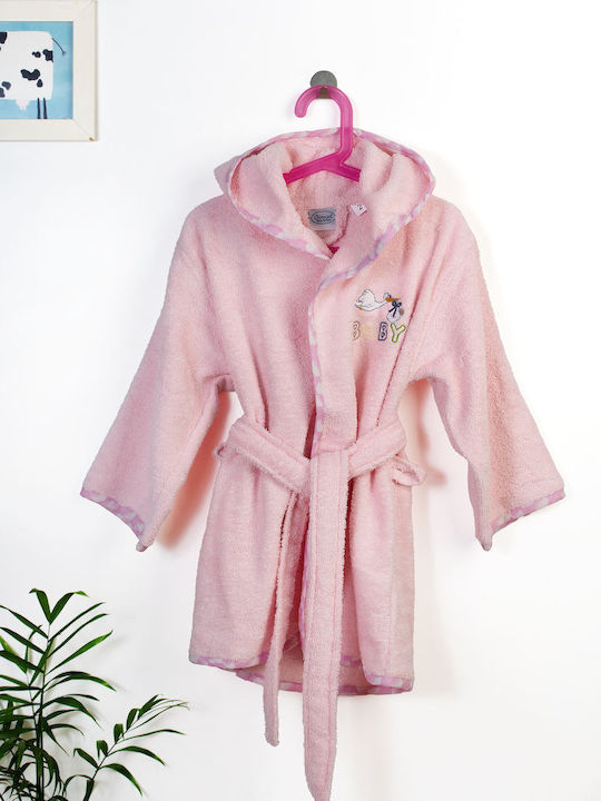 Dimcol Βρεφικό Μπουρνούζι με Κουκούλα Stork Pink