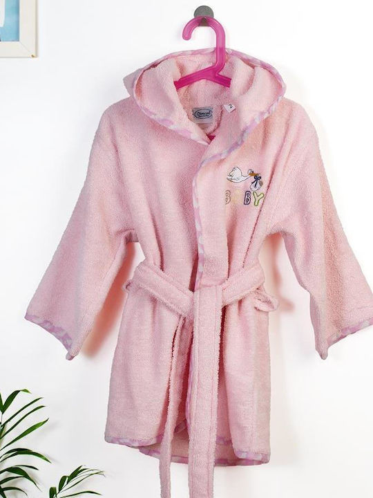 Dimcol Βρεφικό Μπουρνούζι με Κουκούλα Stork Pink