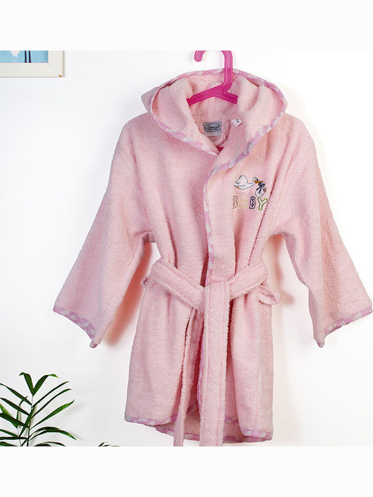 Dimcol Βρεφικό Μπουρνούζι με Κουκούλα Stork Pink