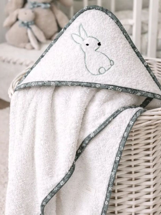 Baby Star Baby Hooded Towel White 95x95cm