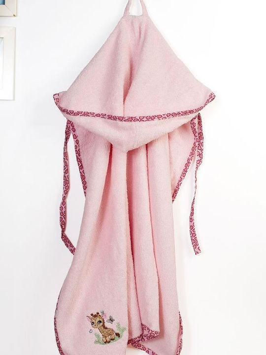 Dimcol Baby Hooded Towel Giraffe Pink 75x85cm