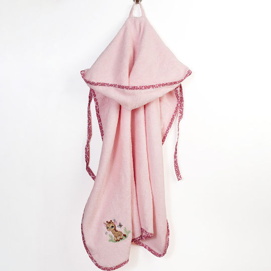 Dimcol Baby Hooded Towel Giraffe Pink 75x85cm