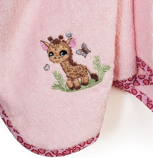 Dimcol Baby Hooded Towel Giraffe Pink 75x85cm
