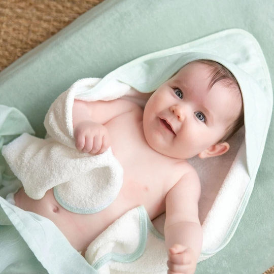 Trois Kilos Sept Hooded Baby Bath Towel Green