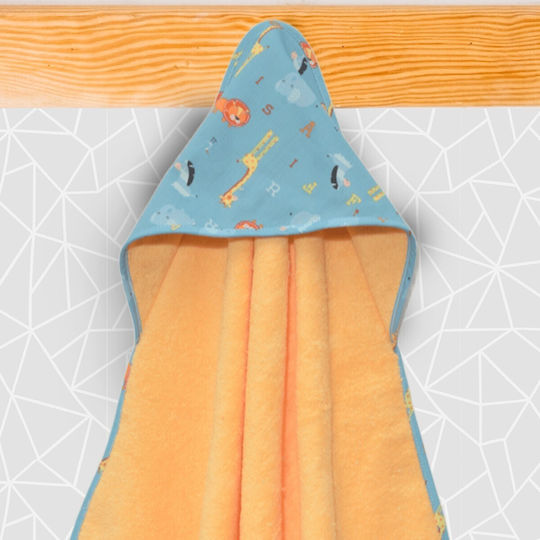 Baby Oliver Baby Hooded Bath Towel Light Blue 75x75cm