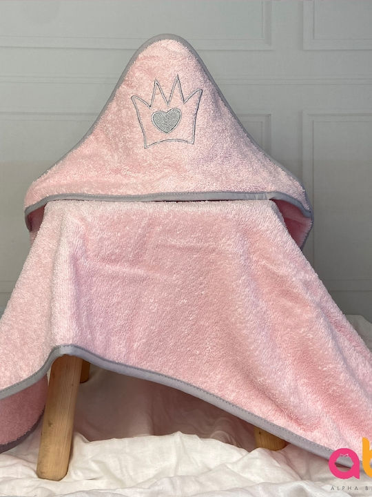 abo Hooded Baby Bath Towel Little Princess Pink