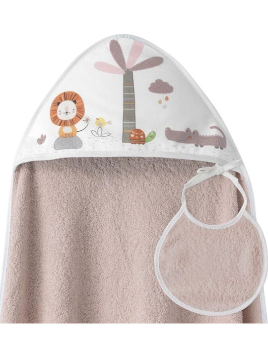 Interbaby Детска Шапка-Худи Халат Тъмно Розов 100x100см