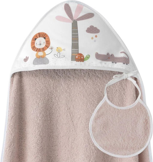 Interbaby Детска Шапка-Худи Халат Тъмно Розов 100x100см