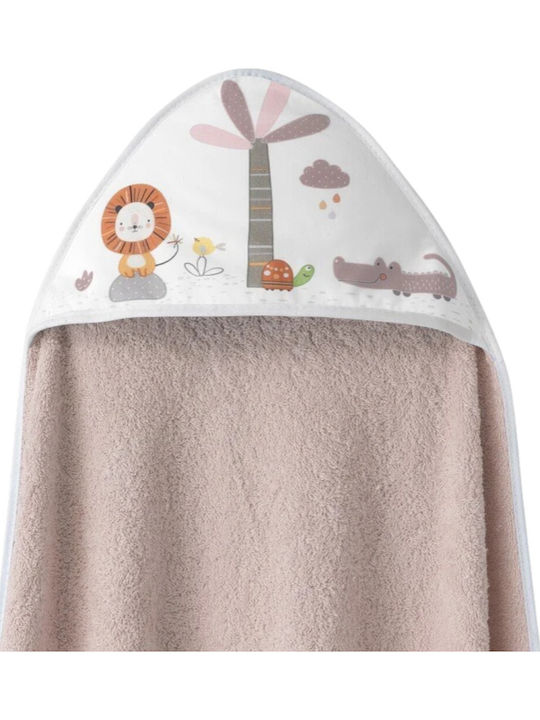 Interbaby Детска Шапка-Худи Халат Тъмно Розов 100x100см