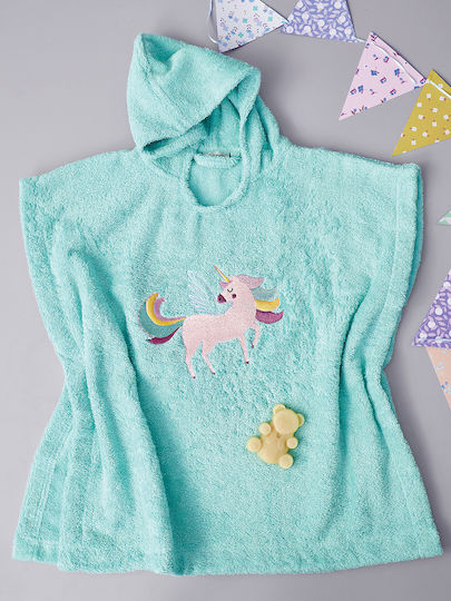 Palamaiki Пончо за бебе Худи Unicorn Magic Тюркоазен