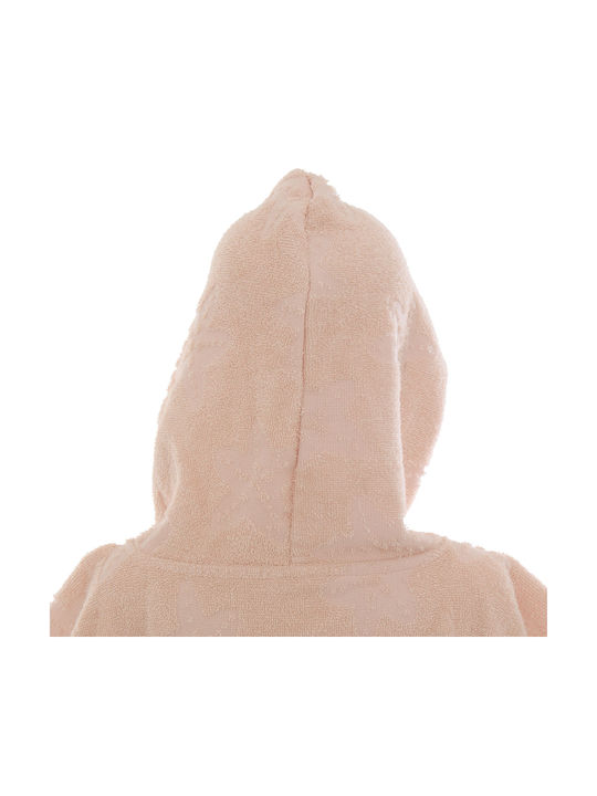 Baby Poncho Bathrobe Hooded Sea Pink 55x70cm