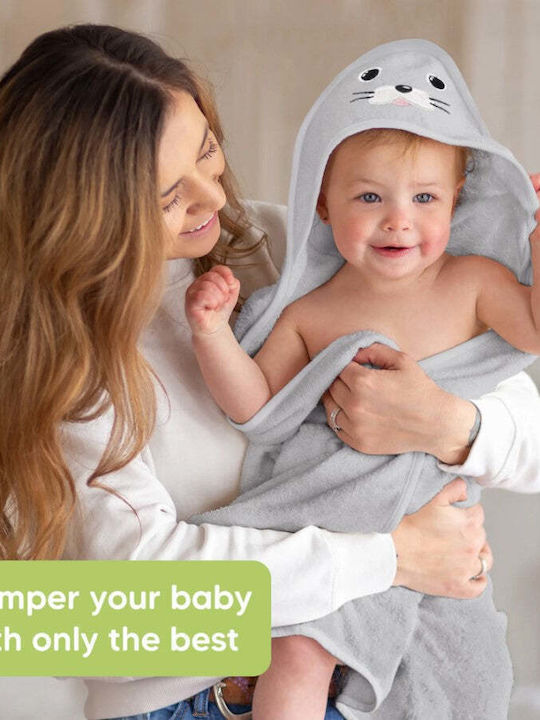 Kea Babies Hooded Baby Bath Towel Gray