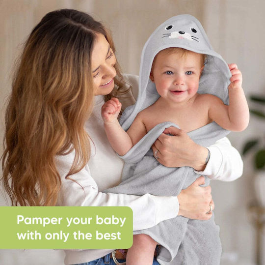 Kea Babies Hooded Baby Bath Towel Gray