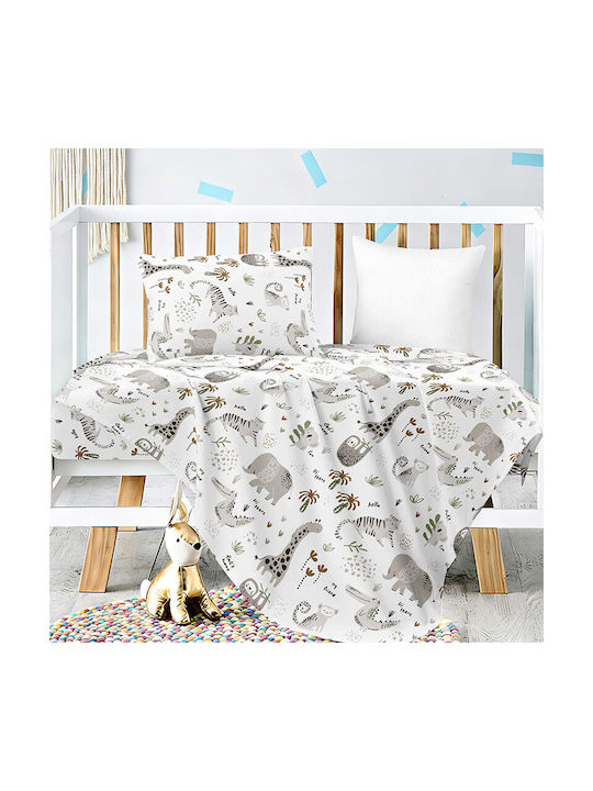 Melinen Set Baby Sheets Crib Cotton Satin Fitted Gray 70x140cm 3pcs