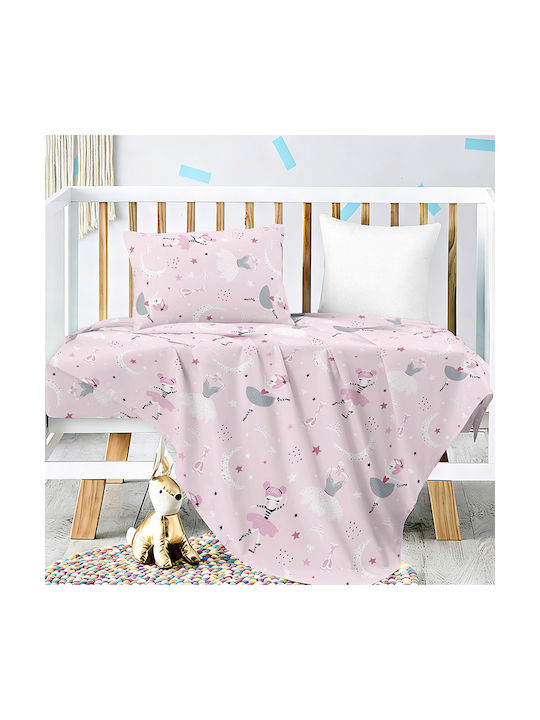 Melinen Set Baby Sheets Crib Cotton Satin Fitted Pink 70x140cm 3pcs
