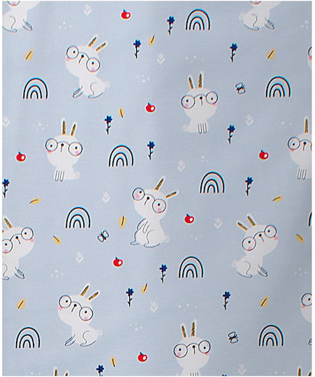 Dimcol Βρεφικό Σεντόνι Λίκνου Βαμβακερό Rabbit Garden 584 Γαλάζιο 80x110εκ.