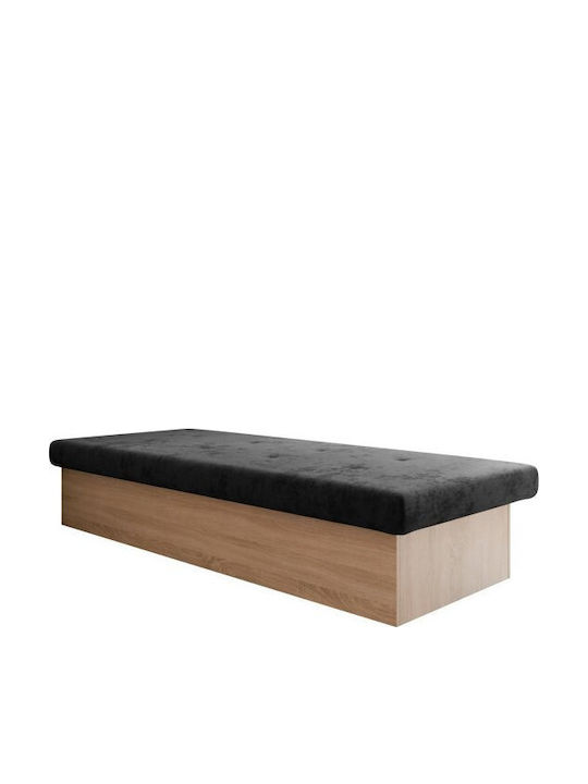 Pat pentru Copii Clasic Single cu Saltea Negru 80x190cm