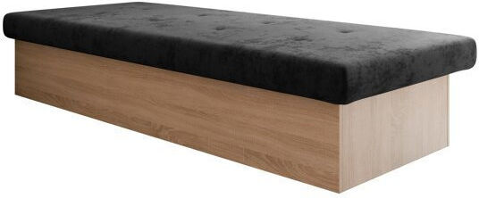 Pat pentru Copii Clasic Single cu Saltea Negru 80x190cm