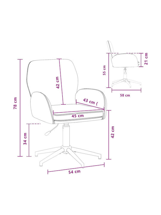 Drehbarer Besucherstuhl mit Armlehnen in Grau Farbe 54x58x90cm 2Stücke