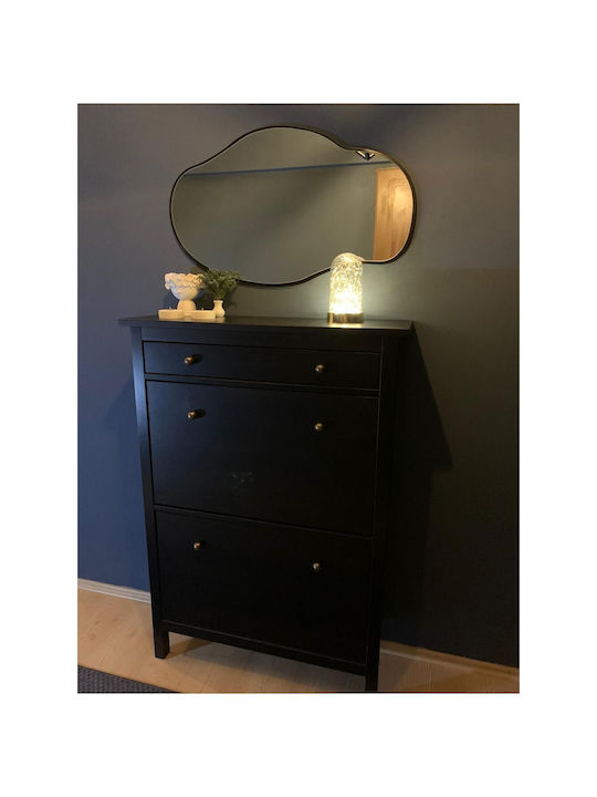 SteweHome Oglindă de Perete Asimetrică cu Ramă din Lemn Negru 75x40cm