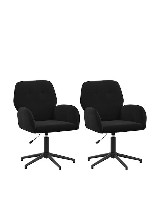 Drehbarer Besucherstuhl mit Armlehnen in Schwarz Farbe 54x55x90cm 2Stücke