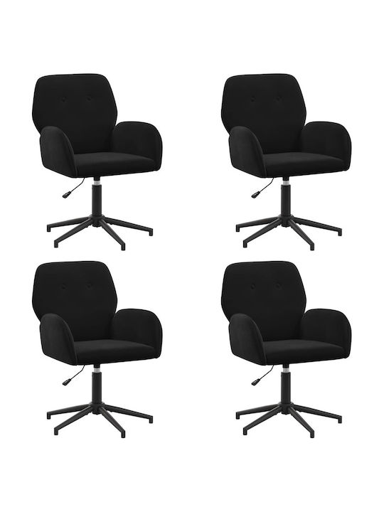 Drehbarer Besucherstuhl mit Armlehnen in Schwarz Farbe 54x55x90cm 4Stücke
