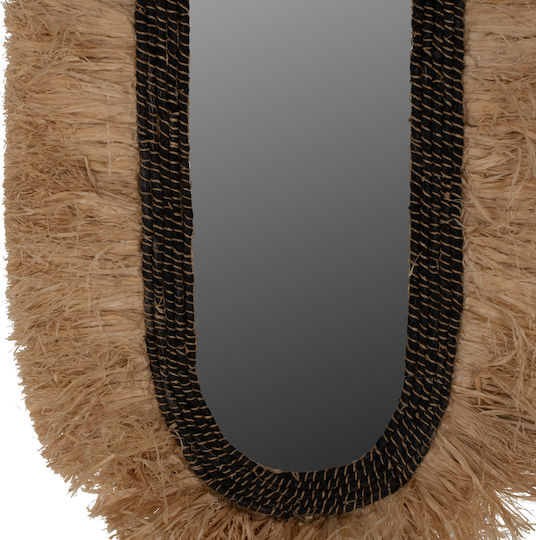 HomeMarkt Wall Mirror Oval with Beige Rattan Frame 90x55cm