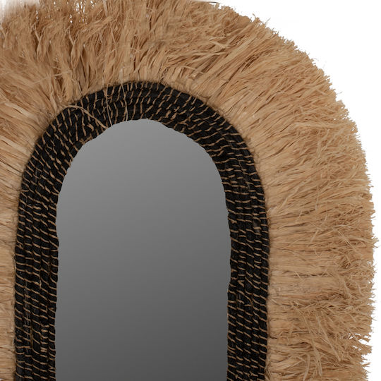 HomeMarkt Wall Mirror Oval with Beige Rattan Frame 90x55cm