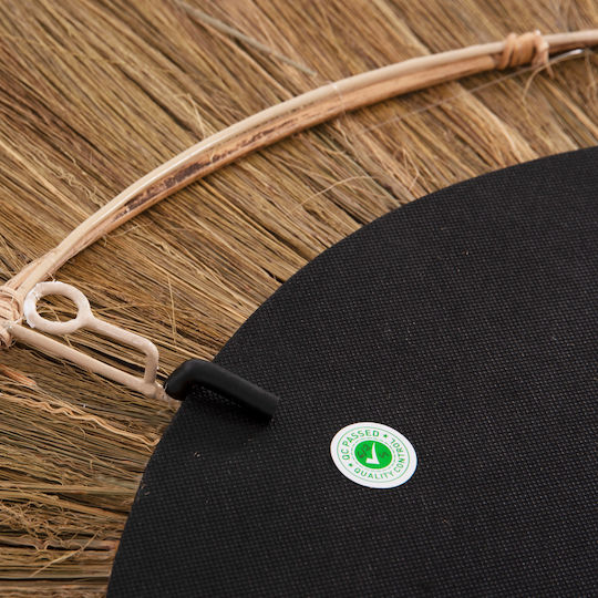 HomeMarkt Wandspiegel Ganzkörper Mit Beige Rattan Rahmen Durchmesser 130cm