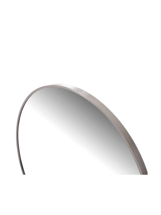 Freebox Wall Mirror with Silver Metallic Frame Diameter 80cm 1pcs