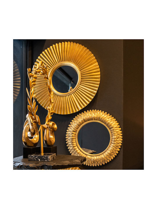 Liberta Sol Wall Mirror with Gold Plastic Frame Diameter 50cm 4pcs